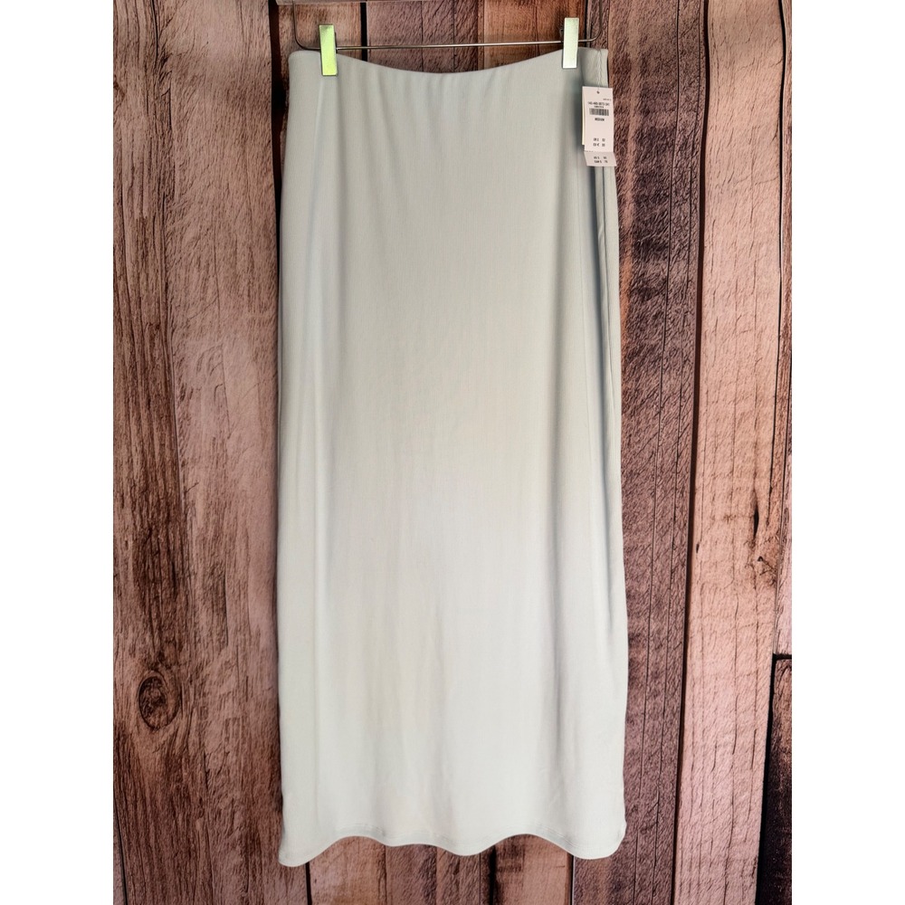 Abercrombie & Fitch Skirt Ribbed Midi Blue Minimalist Coastal Size Medium NWT